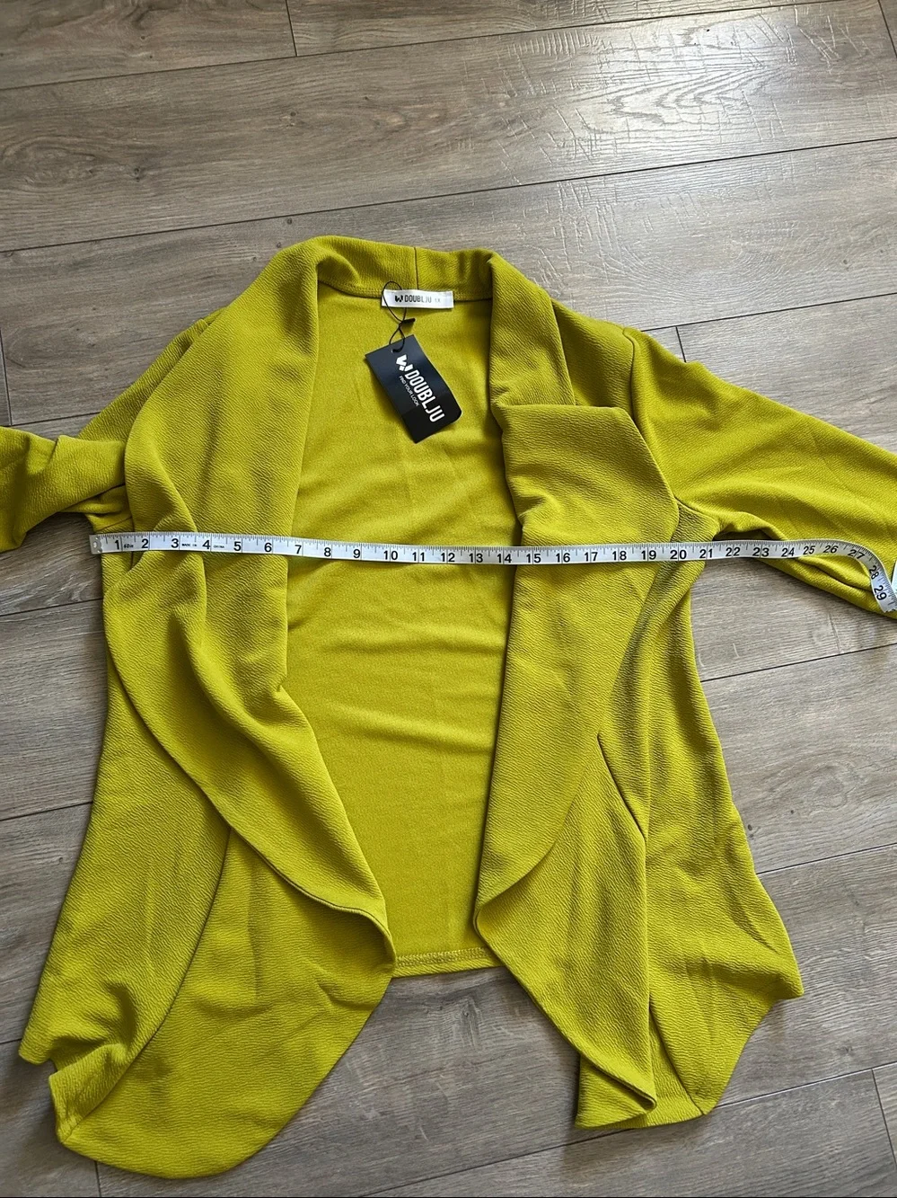 NWT Doublju Olive Green Draped Open-Front Cardigan - Picture 9 of 13